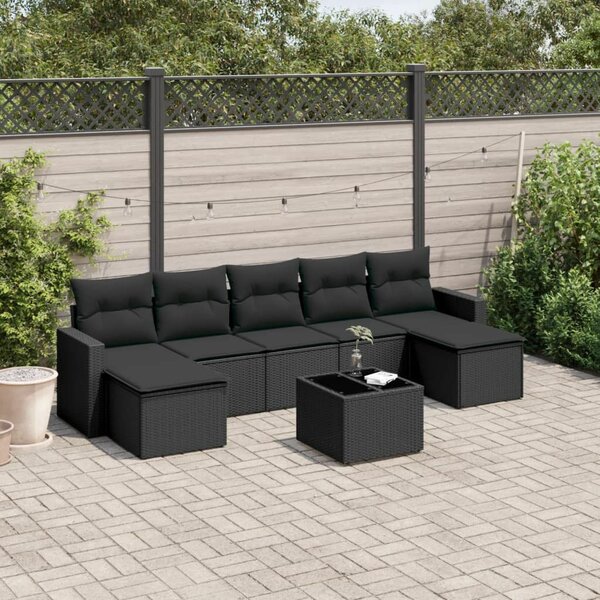 VidaXL Polyrattan Kerti Ülőgarnitúra - 8 részes - Fekete