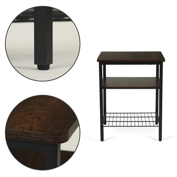 Kávézóasztal 2 polc modern loft nappaliba