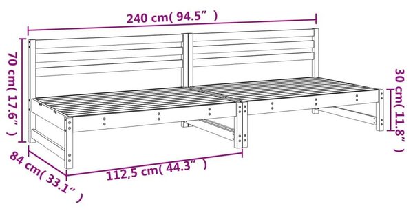 VidaXL 2 db kerti tömör duglászfenyő középső kanapé 120 x 80 cm