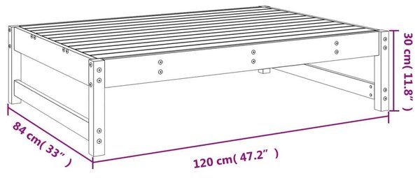 VidaXL szürke tömör fenyőfa kerti lábzsámoly párnával 120x80 cm