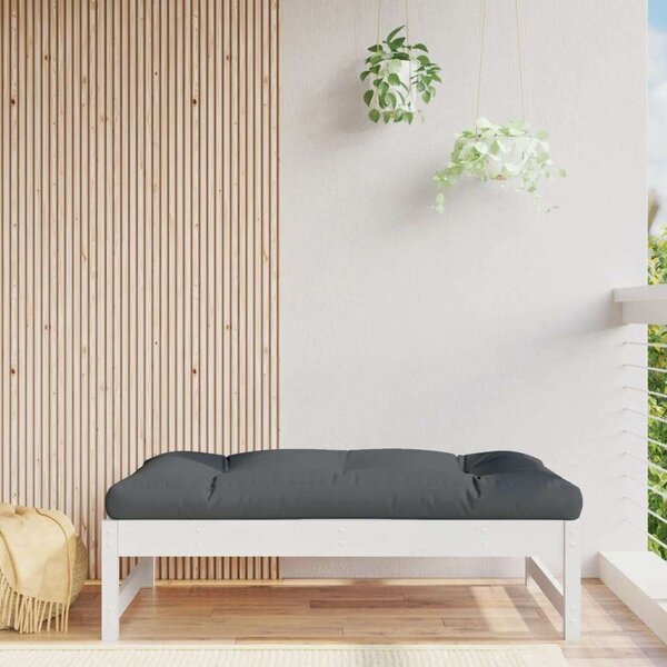 VidaXL fehér tömör fenyőfa kerti lábzsámoly párnával 120x80 cm