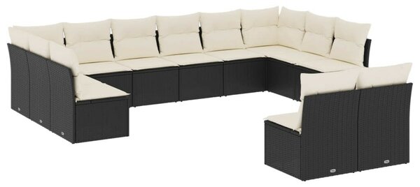 VidaXL Polyrattan Kerti Ülőgarnitúra - 12 részes - Fekete