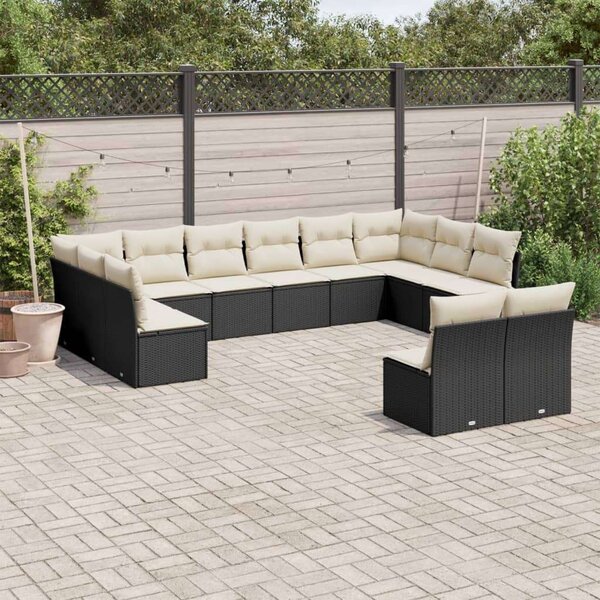 VidaXL Polyrattan Kerti Ülőgarnitúra - 12 részes - Fekete