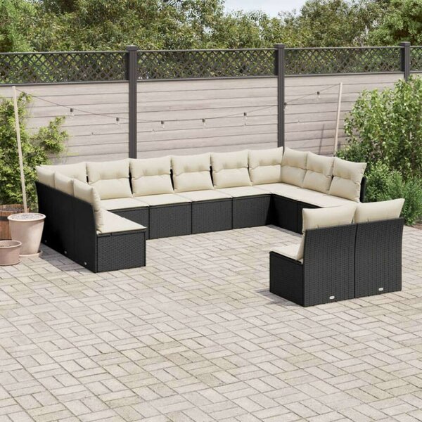 VidaXL Polyrattan Kerti Ülőgarnitúra - 12 részes - Fekete