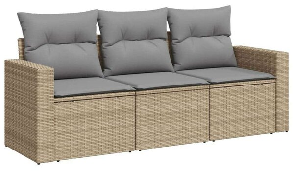 VidaXL 3 részes bézs polyrattan kerti ülőgarnitúra párnákkal