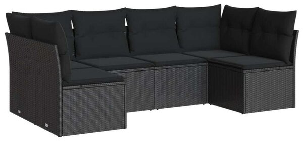 Polyrattan Kerti Ülőgarnitúra - 6 részes - Fekete