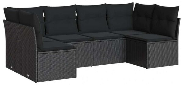 Polyrattan Kerti Ülőgarnitúra - 6 részes - Fekete
