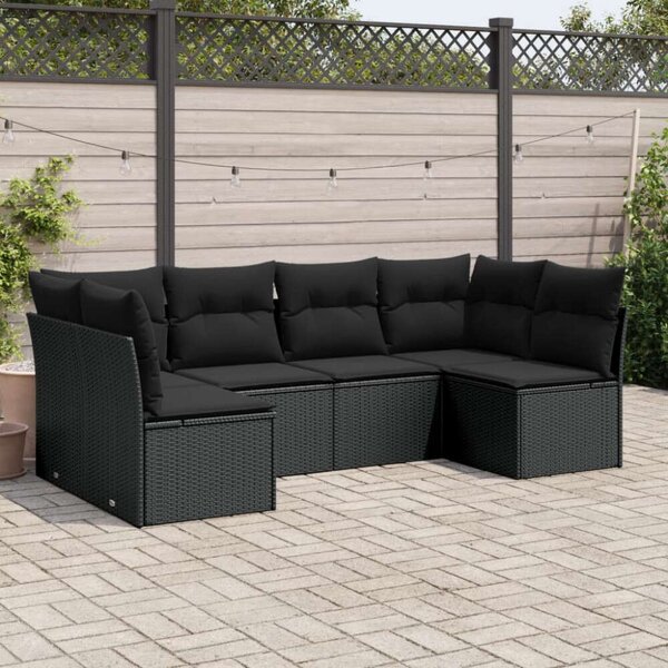 Polyrattan Kerti Ülőgarnitúra - 6 részes - Fekete