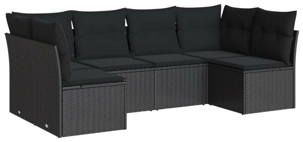 Polyrattan Kerti Ülőgarnitúra - 6 részes - Fekete