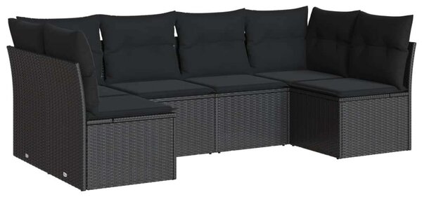 Polyrattan Kerti Ülőgarnitúra - 6 részes - Fekete