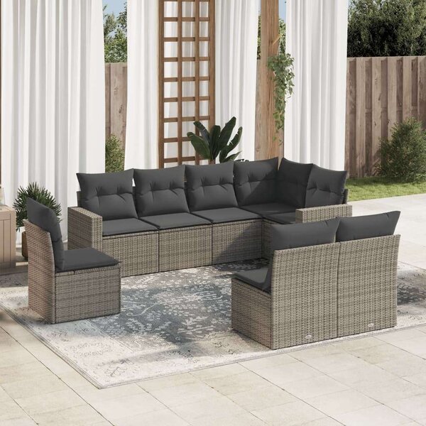 VidaXL Polyrattan Kerti Ülőgarnitúra - 8 részes - Szürke