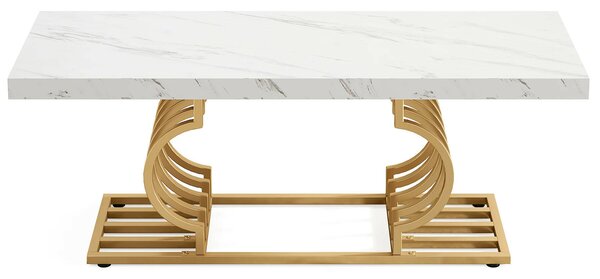 Nappali/Étkező/Irodai asztal, Fehér/Arany Márvány Modell, Márvány Utánzat, 120 cm