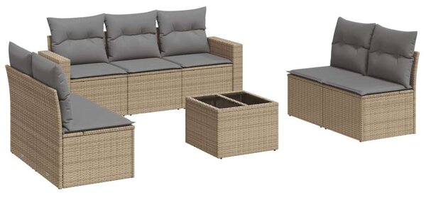 VidaXL Polyrattan Kerti Ülőgarnitúra - 8 részes - Bézs