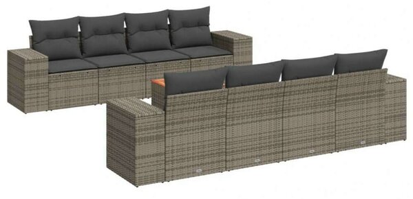 VidaXL Polyrattan Kerti Ülőgarnitúra - 9 részes - Szürke
