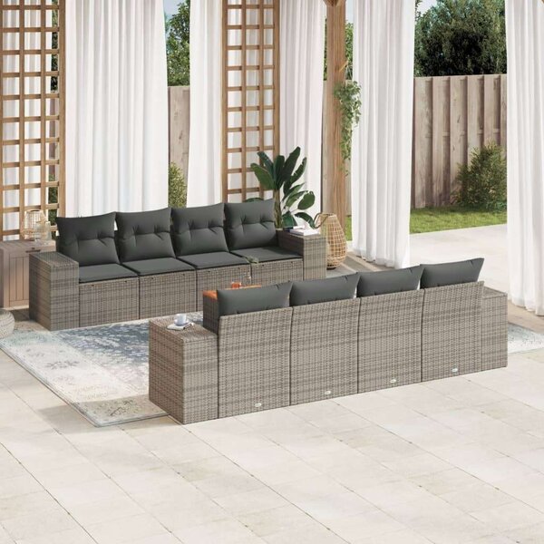 VidaXL Polyrattan Kerti Ülőgarnitúra - 9 részes - Szürke