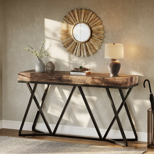 Masa Decor Living/ Hol, Blackswan Design Model X Line, lemn maro inchis, 140x30x90 cm
