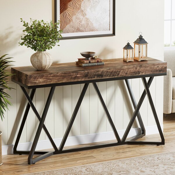 Masa Decor Living/ Hol, Blackswan Design Model X Line, lemn maro inchis, 140x30x90 cm