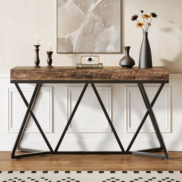 Masa Decor Living/ Hol, Blackswan Design Model X Line, lemn maro inchis, 140x30x90 cm