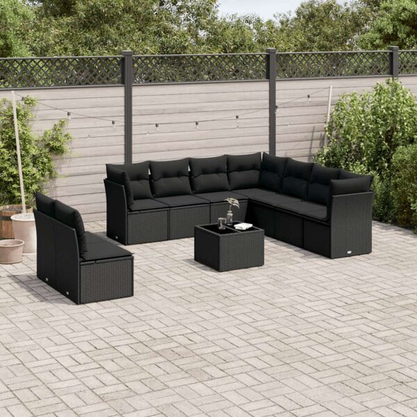 VidaXL Polyrattan Kerti Ülőgarnitúra - 10 részes - Fekete