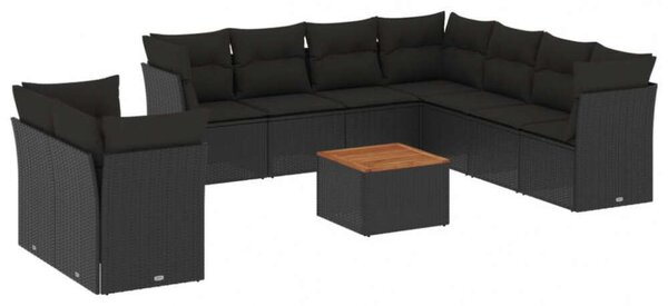 VidaXL Polyrattan Kerti Ülőgarnitúra - 11 részes - Fekete