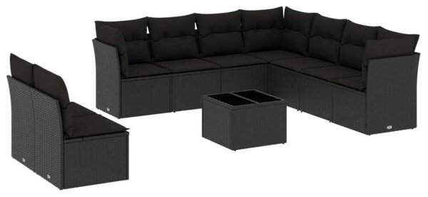 VidaXL Polyrattan Kerti Ülőgarnitúra - 10 részes - Fekete
