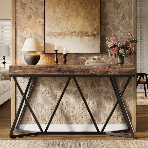 Masa Decor Living/ Hol, Blackswan Design Model X Line, lemn maro inchis, 140x30x90 cm