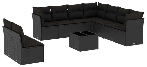 VidaXL Polyrattan Kerti Ülőgarnitúra - 10 részes - Fekete