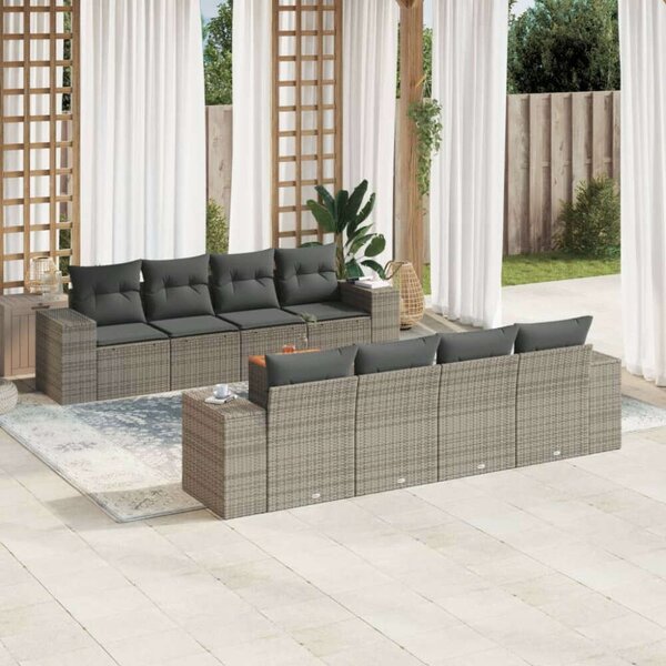 VidaXL Polyrattan Kerti Ülőgarnitúra - 9 részes - Szürke