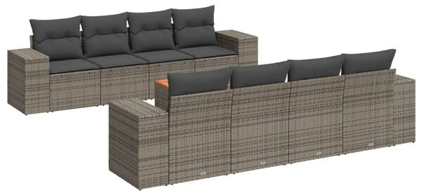 VidaXL Polyrattan Kerti Ülőgarnitúra - 9 részes - Szürke