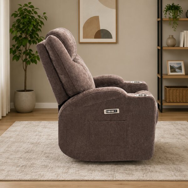 Elektromos relax fekvőfotel, barna zsenília szövet (JN-D8116C51 BROWN)