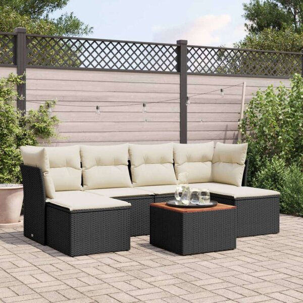 VidaXL Polyrattan Kerti Ülőgarnitúra - 7 részes - Fekete