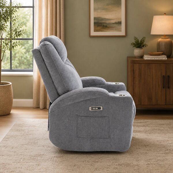 Elektromos relax fekvőfotel, szürke zsenília szövet (JN-D8116C51 GREY)