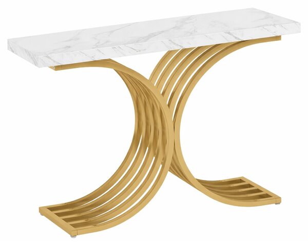 Nappali/Előszoba Dekorasztal, Blackswan Design Model Marbella, fehér/arany, márvány utánzat, 105x30x80 cm