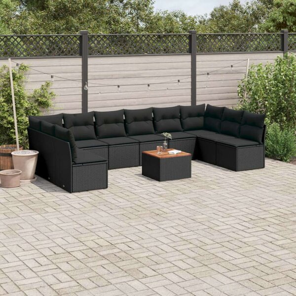 VidaXL Polyrattan Kerti Ülőgarnitúra - 11 részes - Fekete