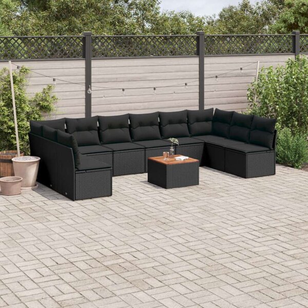 VidaXL Polyrattan Kerti Ülőgarnitúra - 11 részes - Fekete