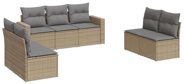 Polyrattan Kerti Ülőgarnitúra - 7 részes - Bézs