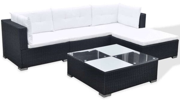 VidaXL Polyrattan Kerti Bútorszett - 5 részes - Fekete