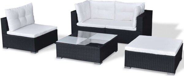 VidaXL Polyrattan Kerti Bútorszett - 5 részes - Fekete