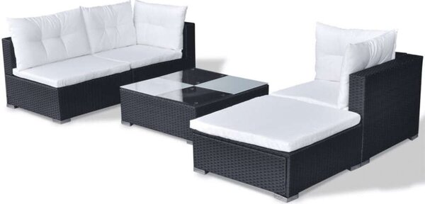 VidaXL Polyrattan Kerti Bútorszett - 5 részes - Fekete