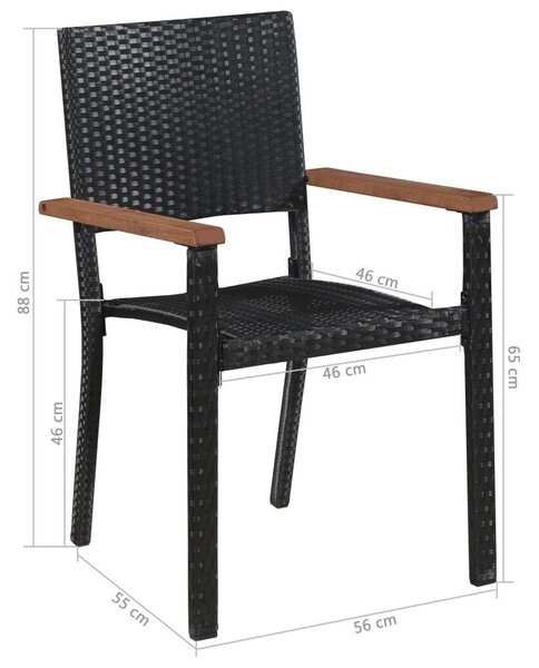 VidaXL 9 darabos fekete kültéri polyrattan és akácfa étkezőszett