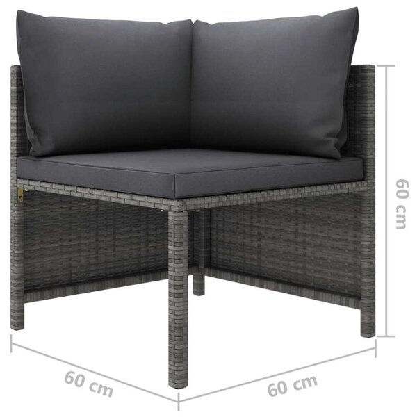 VidaXL 6 részes szürke polyrattan kerti ülőgarnitúra párnákkal