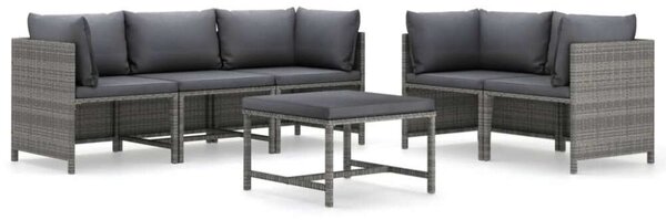 VidaXL 6 részes szürke polyrattan kerti ülőgarnitúra párnákkal