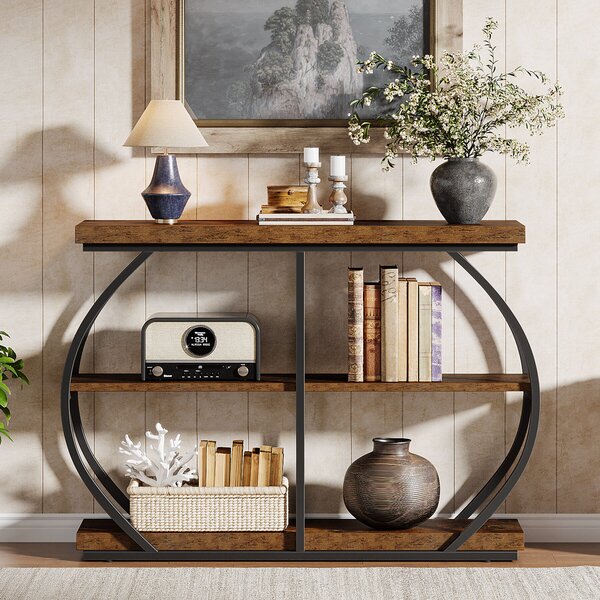 Tömeges nappali/előszoba, Blackswan Design Halley Rustic, citrombarna/fekete, 105x30x80 cm