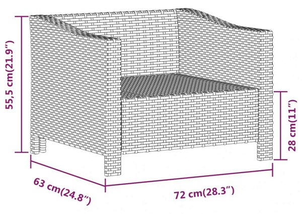 VidaXL 6 részes szürke polyrattan kerti ülőgarnitúra párnákkal