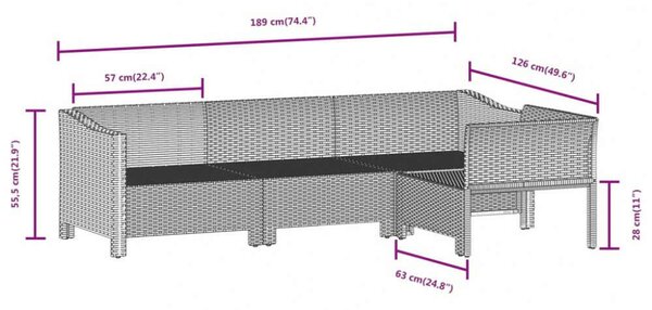 VidaXL 6 részes szürke polyrattan kerti ülőgarnitúra párnákkal