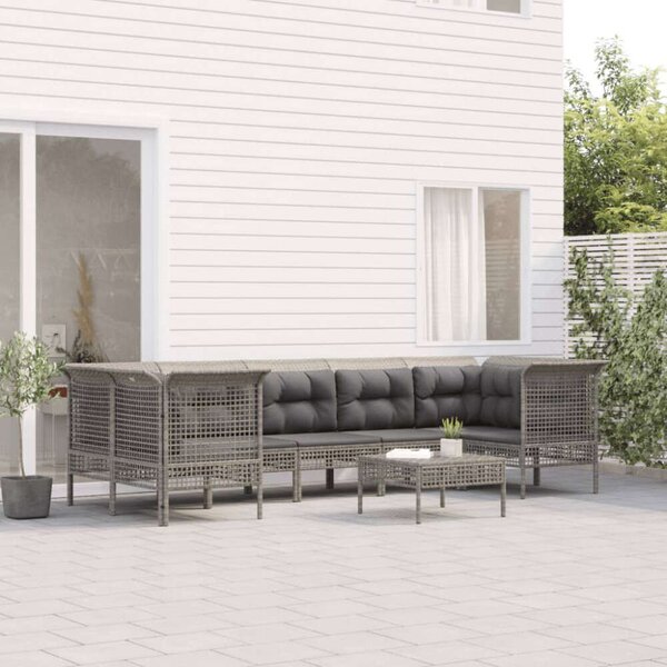 VidaXL 8 részes szürke polyrattan kerti ülőgarnitúra párnákkal