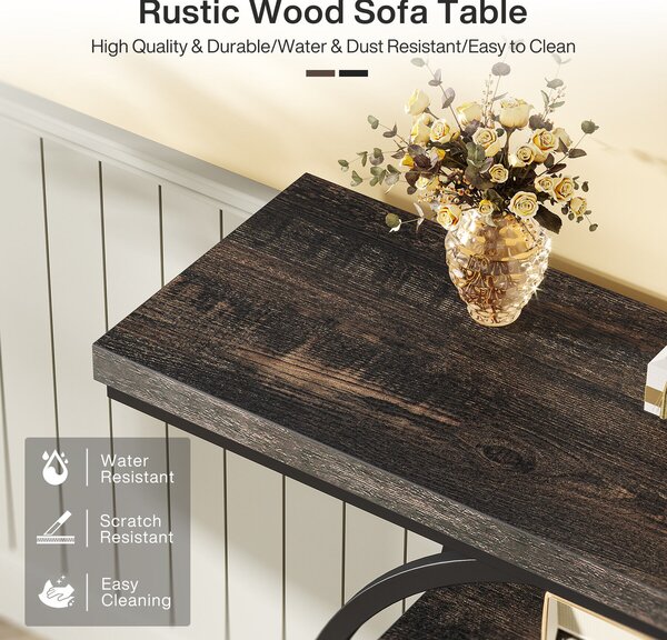 Konzolasztal, Blackswan Design Alana, wenge fa/fekete, 4 polc, 105x30x80 cm
