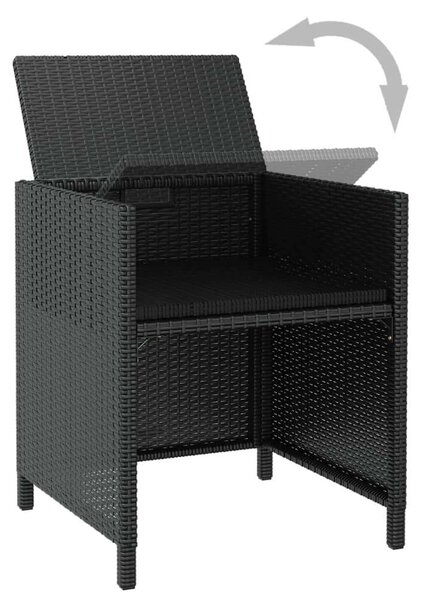 VidaXL Kültéri Étkezőgarnitúra - 9 Elemes - Fekete Poly Rattan