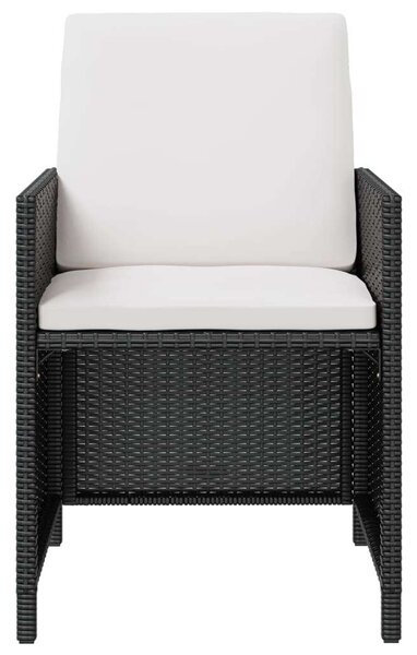 VidaXL Kültéri Étkezőgarnitúra - 9 Elemes - Fekete Poly Rattan