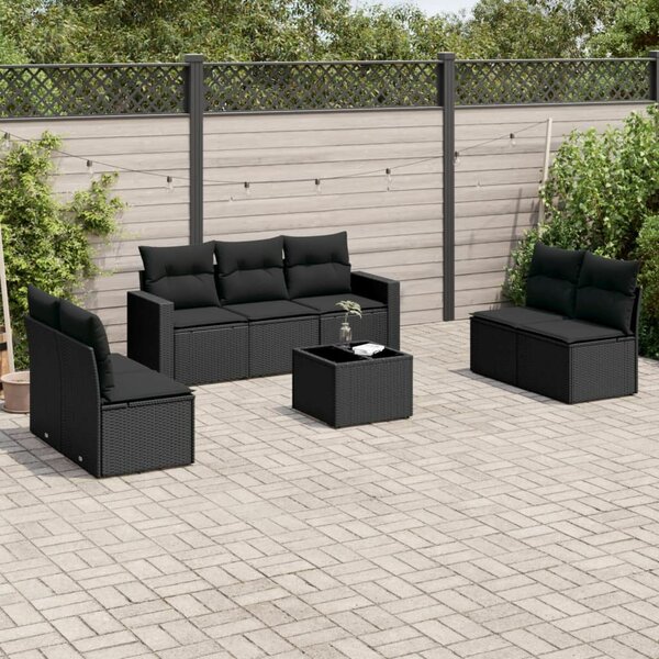 VidaXL Polyrattan Kerti Ülőgarnitúra - 8 részes - Fekete
